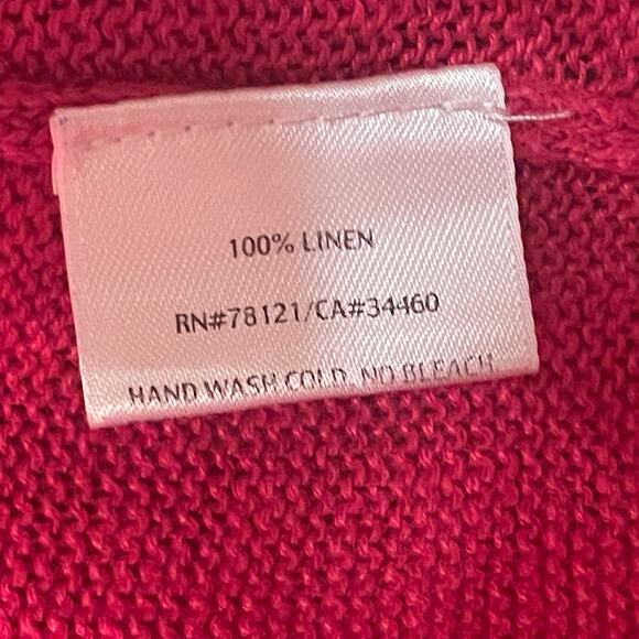 Eileen Fisher S Open Front Cardigan | 100% Linen, Red Pink Knit, Minimalist NWOT - Picture 5 of 5